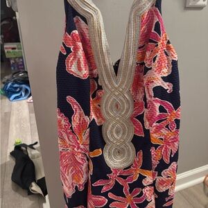 Lilly Pulitzer Navy and Pink Floral Dress